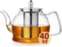 Glass Tea Pot with Infuser for Loose Tea, Heat Resistance Borosilicate Glass Tea Kettle for Gas Stovetop, Suit for Blooming and Loose Leaf Tea, 40...