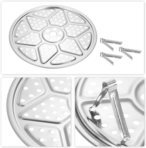 uxcell Stainless Steel Steamer Rack with Stand, 9.5 Inches Pot Steaming Tray for Steamer Cookware Instant Pressure Cooker, Silver Tone...