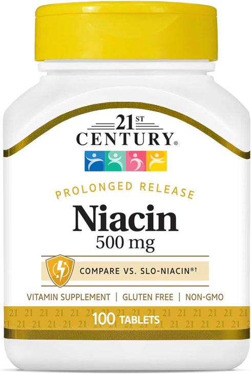 21st Century Niacin 500 mg Prolonged Release Tablets, 100 Count (27474)...