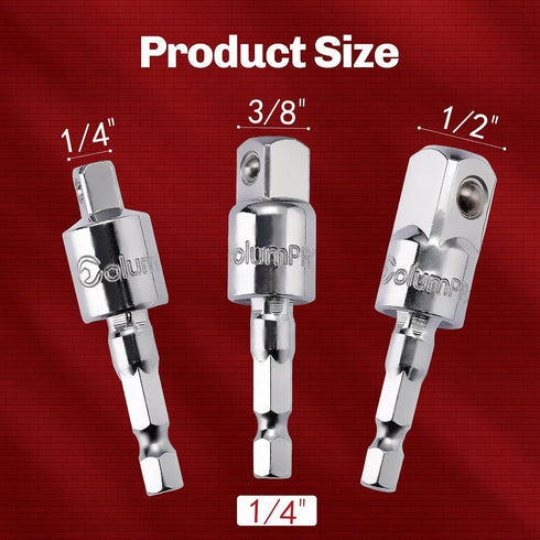 3PCS 360° Rotatable Bits Storage Set,1/4" 3/8" 1/2" Impact Power Drill Sockets Adapter Extension Sets,Universal Socket Wrench Adapter Set,Right An...
