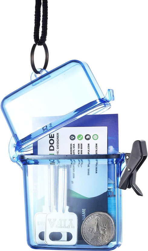 Outus 3 Pieces Waterproof Case ID Card Holder with Floating Sports Case Locker with Hanging Ring and Rope (Clear Gray Blue,4.72 x 2.95 x 1.57 Inch...