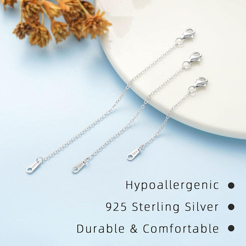 925 Sterling Silver Necklace Extender Sterling Silver Necklace Chain Extenders for Necklaces 2", 3", 4" Inches...