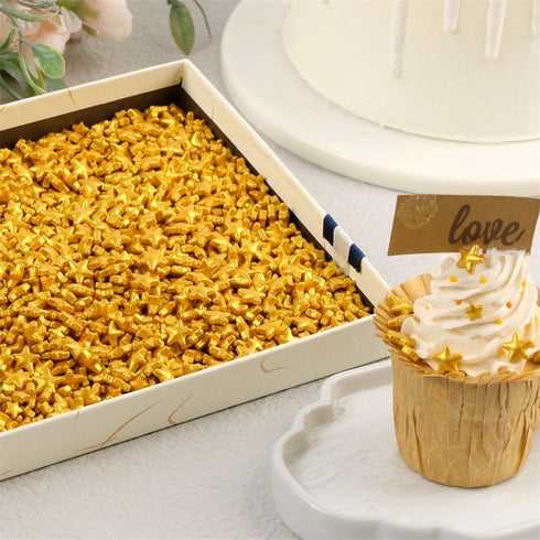 Sentovac Gold Star Sprinkles Edible Sugar for Cake Decorating Mix Sizes Gold Star Sprinkles Cake Topper Cupcake Cookie Baking Decorations Hallowee...
