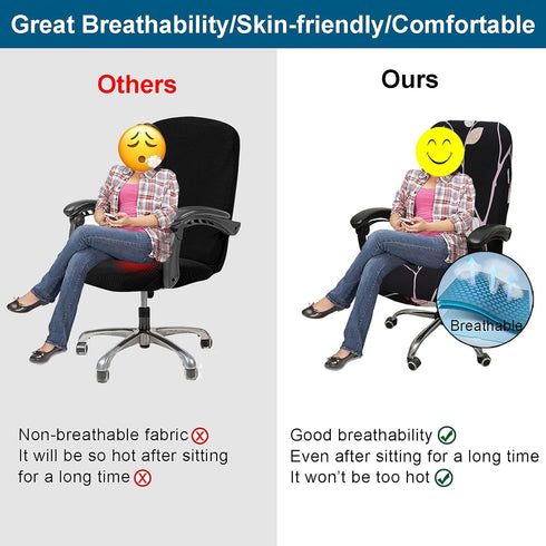 WOMACO Office Chair Covers Stretch Printed Computer Chair Slipover Universal Floral Boss Chair Protector Modern Simplism Style High Back Desk Chai...