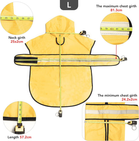 Reflective Dog Rain coats - Waterproof Adjustable Pet Raincoat Jacket, Lightweight Dog Apparel & accessories Raincoat for Small to X- Large Dogs(Y...