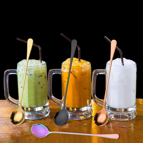 8 Pieces Long Handled Iced Tea Spoons, Stainless Steel Cocktail Stirring Spoons, 7.48 Inch Ice Cream Spoon, Iced Tea Spoon,Cocktail Stirring,Tea, ...