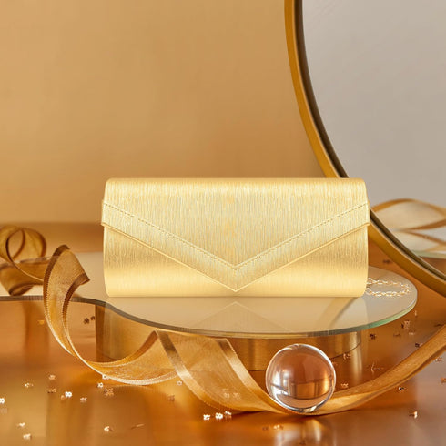 Larcenciel Women's Evening Handbags, Fashion PU Leather Envelope Clutch Purse w/Chain for Date Night Wedding Cocktail Party...