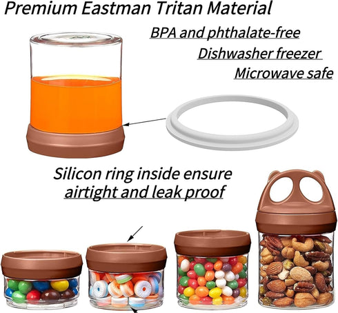 SELEWARE Portable Stackable Food Storage Containers for Snacks Formula Powder and Drinks Twist Lock System Airtight Leak-proof BPA and Phthalate F...