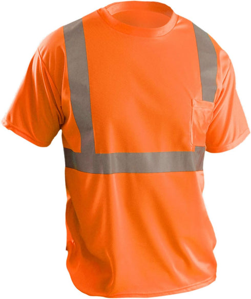 OccuNomix LUX-SSETP2B-OXL Classic Standard Short Sleeve Wicking Birdseye T-Shirt with Pocket, Class 2, 100% ANSI Wicking Polyester Birdseye, X-Lar...