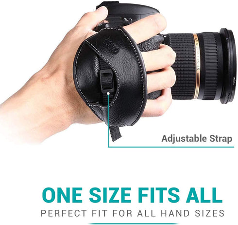 Movo Photo HSG-6 Premium Alternative Leather Padded Secure Camera Hand Strap for Canon EOS, Nikon, Sony, Olympus, Pentax, Panasonic DSLR and Mirro...