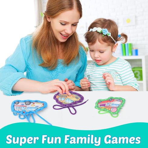 Aizweb Vehicle Lacing Cards,Sewing Cards for Toddlers, Fine Motor Skill Toys,Threading Cards for Preschoolers,Art and Craft for Kids Educational K...