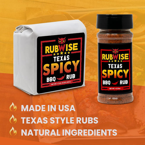 RubWise Texas Style Spicy Brisket Rub | All-Natural Dry BBQ Rubs and Spices for Smoking and Grilling | Robust and Savory Barbecue Meat Seasoning f...