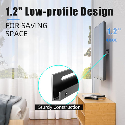 Drywall Studless TV Wall Mount, No Stud TV Wall Mount for 12-55 Inch TVs, Drywall TV Mount Load Up to 100 Lbs, Low Profile, VESA 100x100mm to 400x...