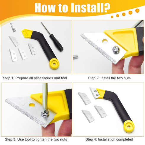 Grout Remover Tile Grout Saw Angled Grout Scraping Rake Tool with 3 Pieces Extra Replacement Accessories for Tile Cleaning...