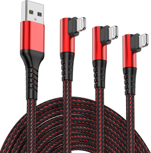 3Pack 90 Degree iPhone Charger 6ft, Apple iPhone Charging Cable Nylon Right Angle 6 Foot, Apple MFi Certified 6 Feet Lightning Cord Long for Apple...