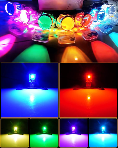 Qasim 1Set 5050 LED Car Devil Eye Demon Evil Eyes RGB DRL Daytime Running Light 12V DC for 2.8inch BI Xenon Projector Lens Bluetooth APP Control C...