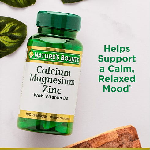Nature's Bounty Calcium Magnesium & Zinc Caplets, Immune & Supporting Bone Health, 100 Count...
