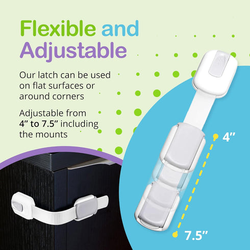 Adjustable & Reusable Child Safety Cabinet Locks & Latches, Baby Proofing Door Window, Cabinet, Toilet, & Refrigerator Lock, Child Safety Strap Lo...