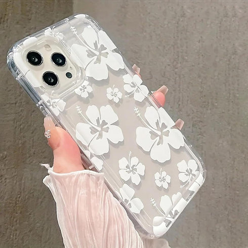 Fycyko Compatible for iPhone 14 Pro Max Case Cute Hibiscus Flower Print Clear Aesthetic Design Summer Floral with Women Teen Girls Soft TPU Phone ...