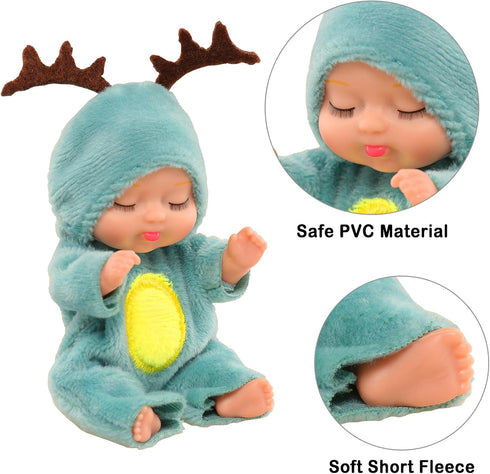 ENOCHT Baby Dolls, Mini Doll, Tiny Reborn Baby Dolls, 6 Pieces Baby Miniature Sleeping Dolls, Washable PVC Material, Realistic Movable Baby Doll, ...