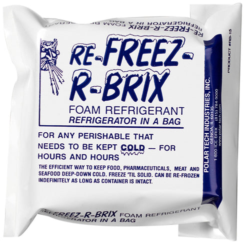 Polar Tech - RB 15 RB15 Re-Freez-R-Brix Foam Refrigerant Pack, 4-1/2" Length x 4" Width x 1-1/2" Thick (Case of 6)...