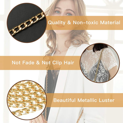 Supkiir Purse Chain Strap, 3Pcs Luxury Fashion 47 Inche Replacement Flat Metal Chain with Buckles Set for DIY Shoulder Cross Body Bag Handbag Purs...