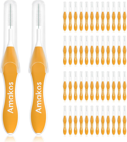 Amakos 50 Pcs Interdental Brushes, Soft Bristled Dental Picks for Plaque Removal Health Braces Brush (1.2mm)...