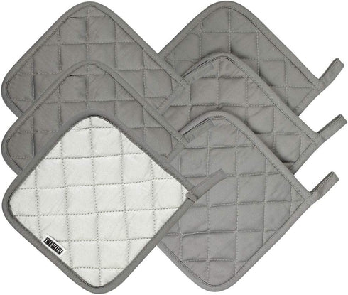 6 Pack Potholders Kitchen Pot Holders Set,Cotton Pot Holders for Kitchen 7 inch hot Pads,Heat Resistant Hot Pads for Cooking and Baking Dark Grey...