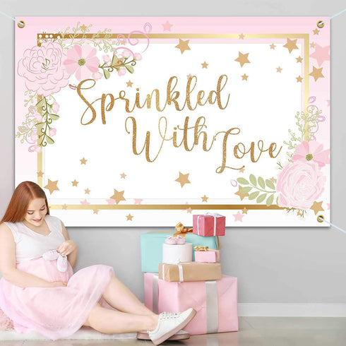 Sprinkled with Love Backdrop Banner - Baby Shower Party Decorations for Boy Girl - 6x4ft...