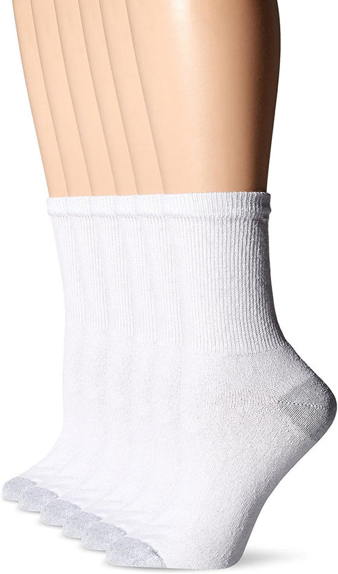 Fruit of the Loom Women's 6 Pack Core Crew Socks, White, Shoe Size: 8-12...