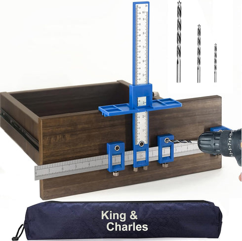 King&Charles Cabinet Hardware Jig, Cabinet Handle Jig with Point Wood Drils Bits, Cabinet Jig for Handles and Pulls on Drawers/Cabinets/Doors, Cab...