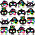 OuMuaMua 30PCS Halloween Rainbow Scratch Mask Art Craft Kit, Bat Witch Pumpkin Zombie Pirate Skull Scratch Paper Art Mask for Halloween Party Craf...