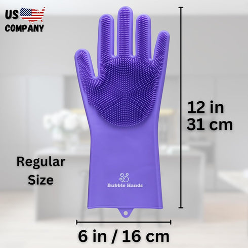 Dog Washing Gloves with Bristle Scrubbers, Reusable Silicone Gloves ideal for Pet Bathing, Massaging & Grooming (Purple)...