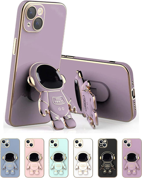 COOWEEK 6D Plating Astronaut Hidden Stand Case Cover for iPhone 13,Cute Phone Case with Camera Lens Protector Cover,Purple,6.1 Inch......