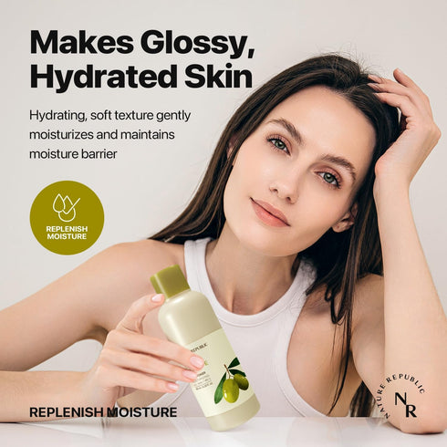 Nature Republic Toner Emulsion Set with Olive Leaf Extracts - Home Skin Care Moisturizer Set with Real Egyptian Olive 10,000ppm, Shea Butter, Vita...
