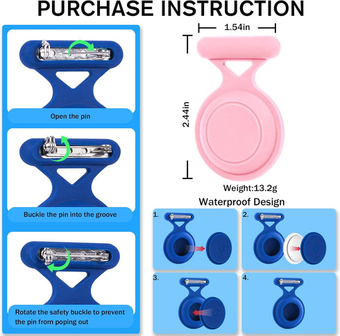 Airtag Holder for Kids Hidden,4 Pack AirTag Waterproof Holder with 3M Adhesive Sticker,Soft Silicone Air Tag. Holder Kids with Pin is,Suitable for...