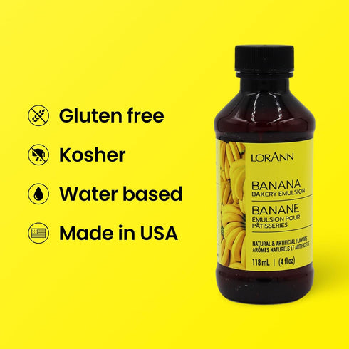 Lorann Oils Banana Bakery Emulsion: True Banana Emulsion, Ideal for Boosting Fruit Tones in Cakes, Cookies & Desserts, Gluten-Free, Keto-Friendly,...