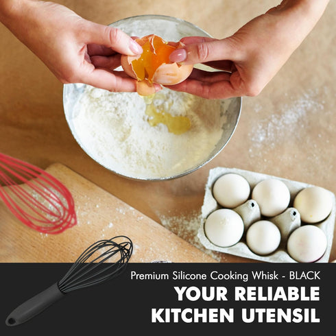 Chef Craft Premium Silicone Wire Cooking Whisk, 10.5 inch, Black...
