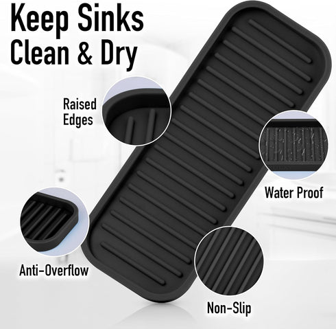 Zulay Kitchen (9x3.5) Silicone Sponge Holder for Kitchen Sink - Flexible Multipurpose Soap Tray Sponge Holder - Sink Organizer Tray for, Bathroom,...