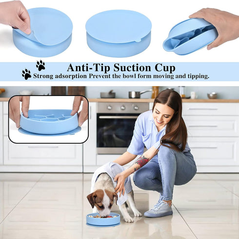 Silicone Slow Feeder Dog Bowls for Small Dogs/Medium Sized Dog - Slow Feeder Cat Bowl Wet Food/Dry Food - Cat Slow Feeder Bowl - Slow Cat Feeder B...