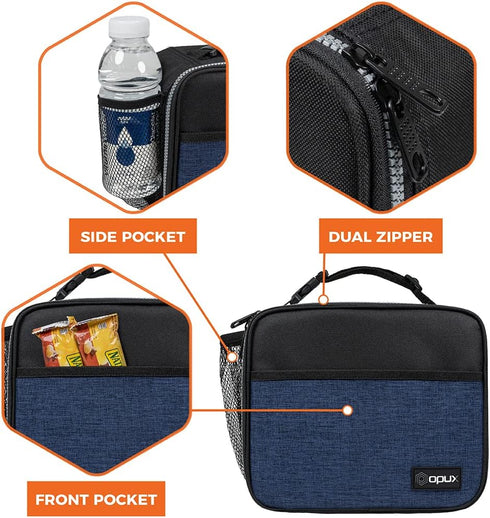 opux Insulated Lunch Bag Kids, Lunch Box for School Boy Girl, Leakproof Small Reusable Compact Soft Mini Cooler Bag, Toddler Small Lunch Boxes Kit...
