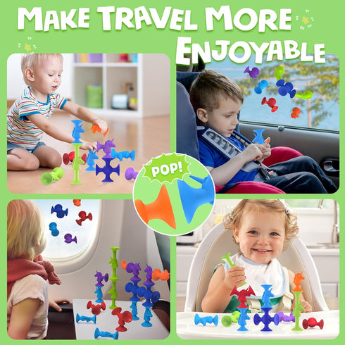 Baby Bath Toys for Kids Ages 1-3 Cute Unicorn No Hole Bath Toys Suction Toys Creative Connect Build Travel Toys Sensory Toys for Toddlers 1-3 Todd...