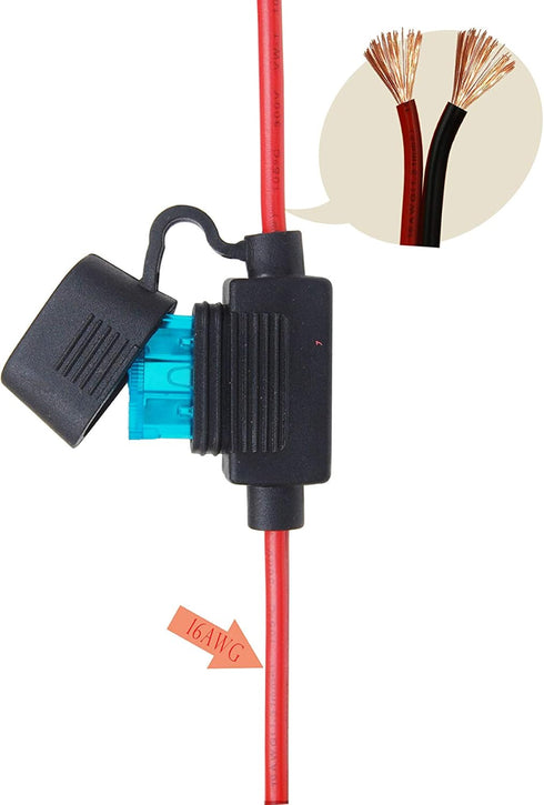 CUZEC 10.5FT/3.2m 16 AWG Extension Cord Eyelet Terminal with Battery Clamp 12V/24V Battery Clip-On for High-Power Inverter and More...
