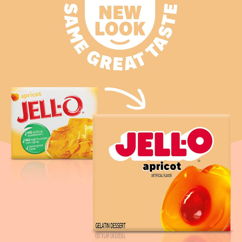 Jell-O Instant Gelatin Dessert Mix, Apricot Flavored Gelatin, No Artificial Sweeteners & No High Fructose Corn Syrup, Fat Free, 3-Ounce Box (Pack ...