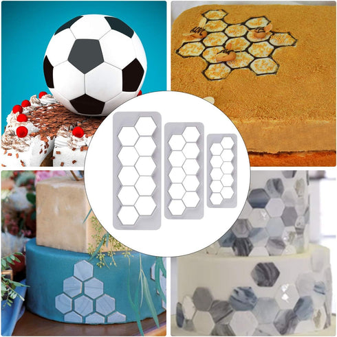 Mity rain Hexagon Cookie Cutter - Geometric Multicutter- Football Cake Fondant Cutter - 3 Size,Hexagon Biscuit Cutters,Novel Creative Cake Decorat...