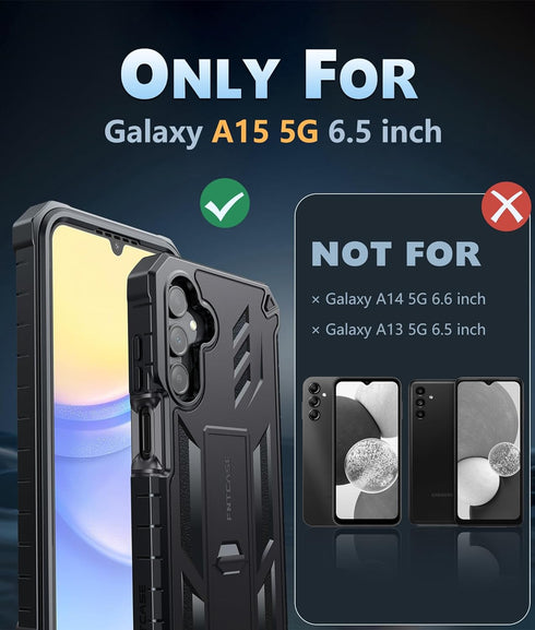 FNTCASE for Samsung Galaxy A15-5G Case: Military Grade Drop Proof Protection Phone Cover with Kickstand | Heavy Duty Rugged Full Body Protective S...