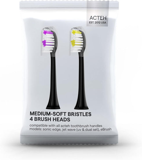 Acteh Toothbrush Heads for Sonic Edge, JetWave, JetUV and eBrush Toothbrush Models (Black Purple/Black Yellow)...