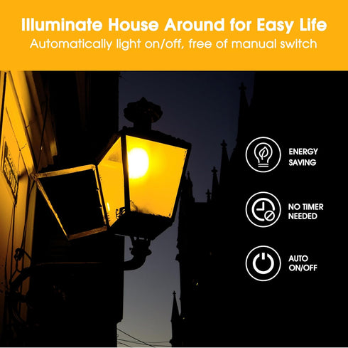 EvaStary Dusk to Dawn Yellow Bug Light Bulbs Outdoor, A19 LED Yellow Bulb for Porch Lights Outside, Auto On/Off 6W(40W Equivalent) 2000K Yellow Am...