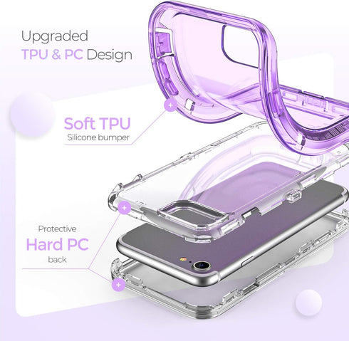 ORIbox iPhone 7/8/SE 2022 Compatible Case, Crystal Purple, Heavy Duty Shockproof Clear Case with Camera Protector...
