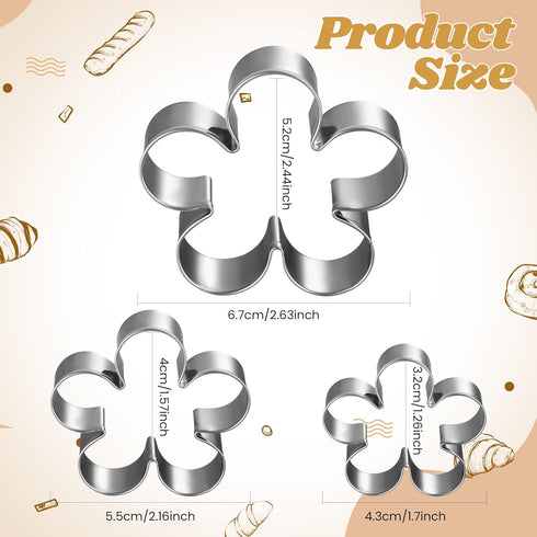 ICYANG Stainless Steel Cookie Cutters for Kids Rose Petal Flower Shape Christmas Valentine's Day Biscuit Fondant DIY Pastry Mold Cake Decoration f...
